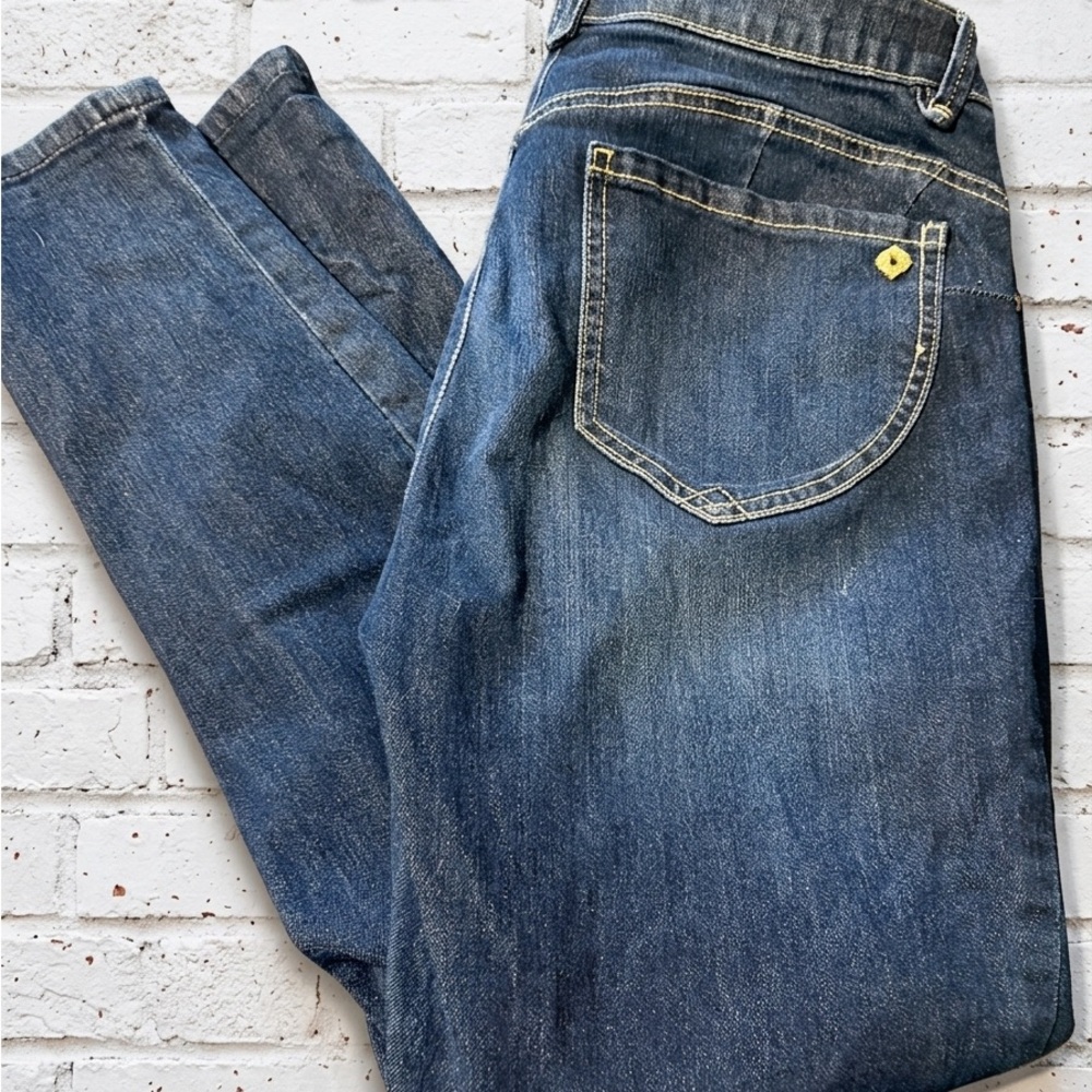 Democracy Blue Denim Jeans with Brass-Tone Button